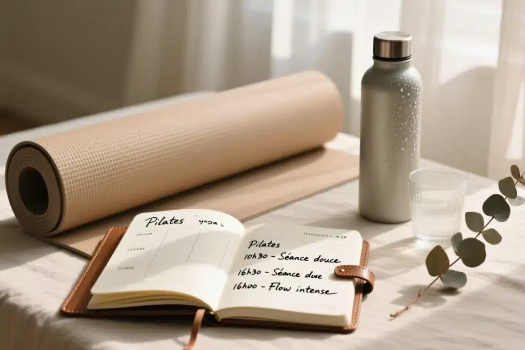 Planning hebdomadaire qui combine pilates ou yoga et marche