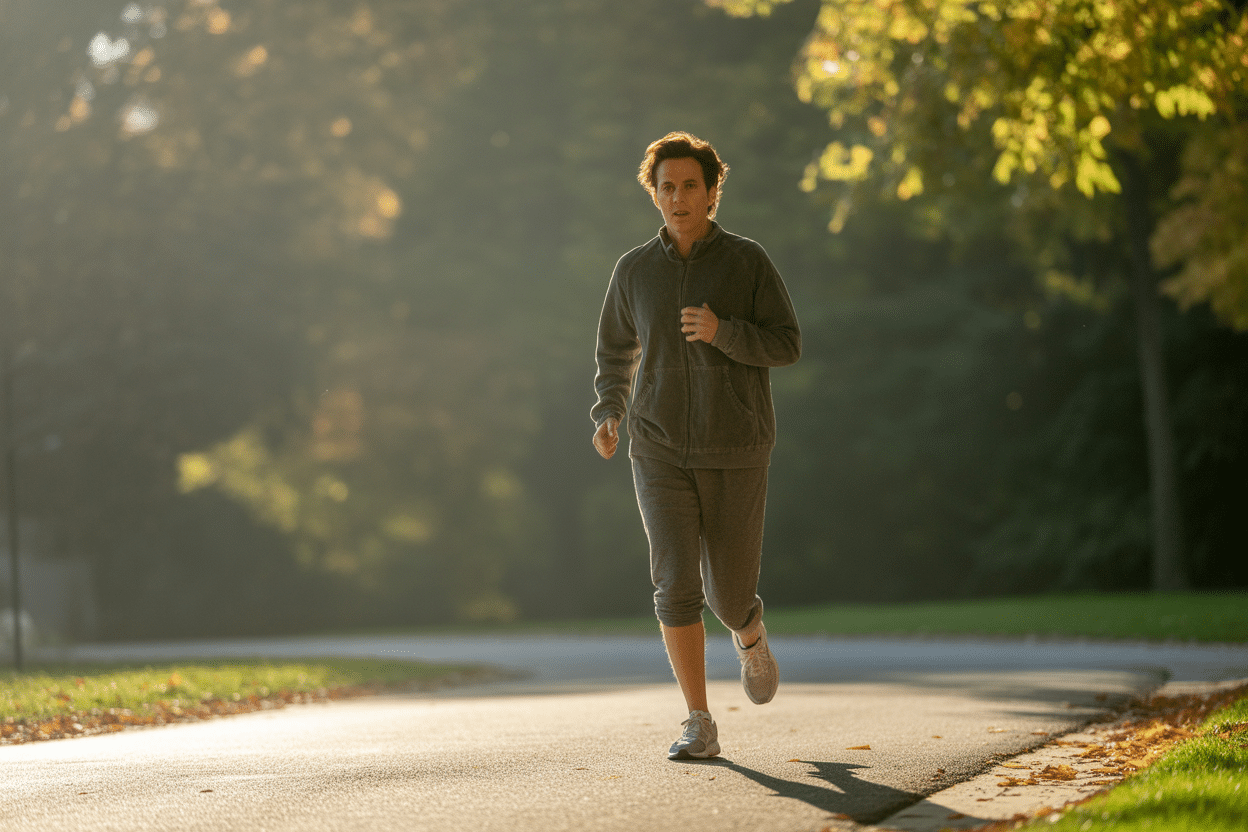 Une personne souriante pratiquant une activité cardio en zone 2 avec un moniteur de fréquence cardiaque, illustrant comment maigrir efficacement.