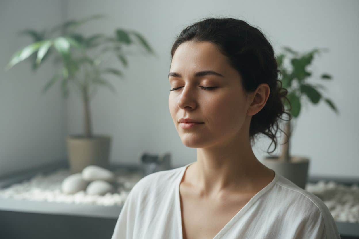 Illustration de la technique de respiration 4-7-8 pour réduire le stress et l'inflammation.