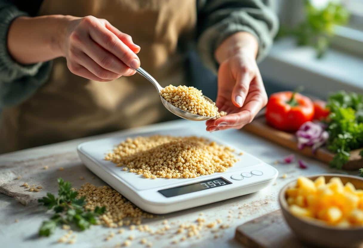 Mains ajustant un graphique de suivi calorique, représentant le défi de mettre en pratique et d'ajuster l'apport alimentaire.