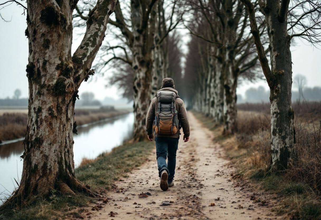 Des passionnés de rucking marchent sur un sentier de randonnée en France avec leurs sacs lestés, explorant des GR routes.