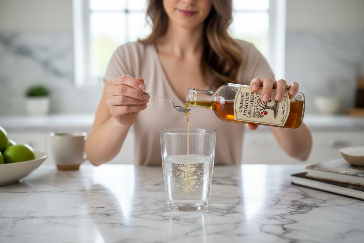 Préparation d'une boisson au vinaigre de cidre avec une posologie précise pour protéger l'émail dentaire.