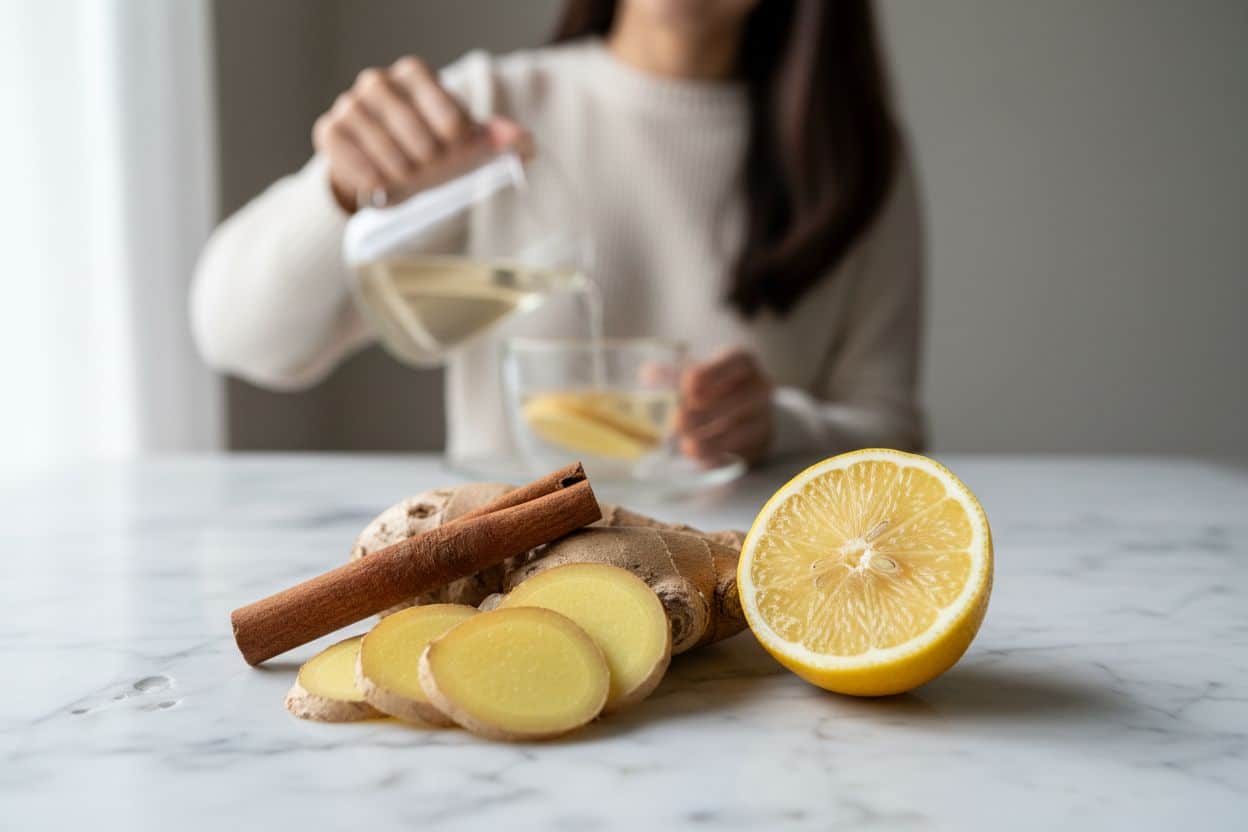 Ingrédients naturels comme le gingembre et le citron pour des recettes minceur efficaces.