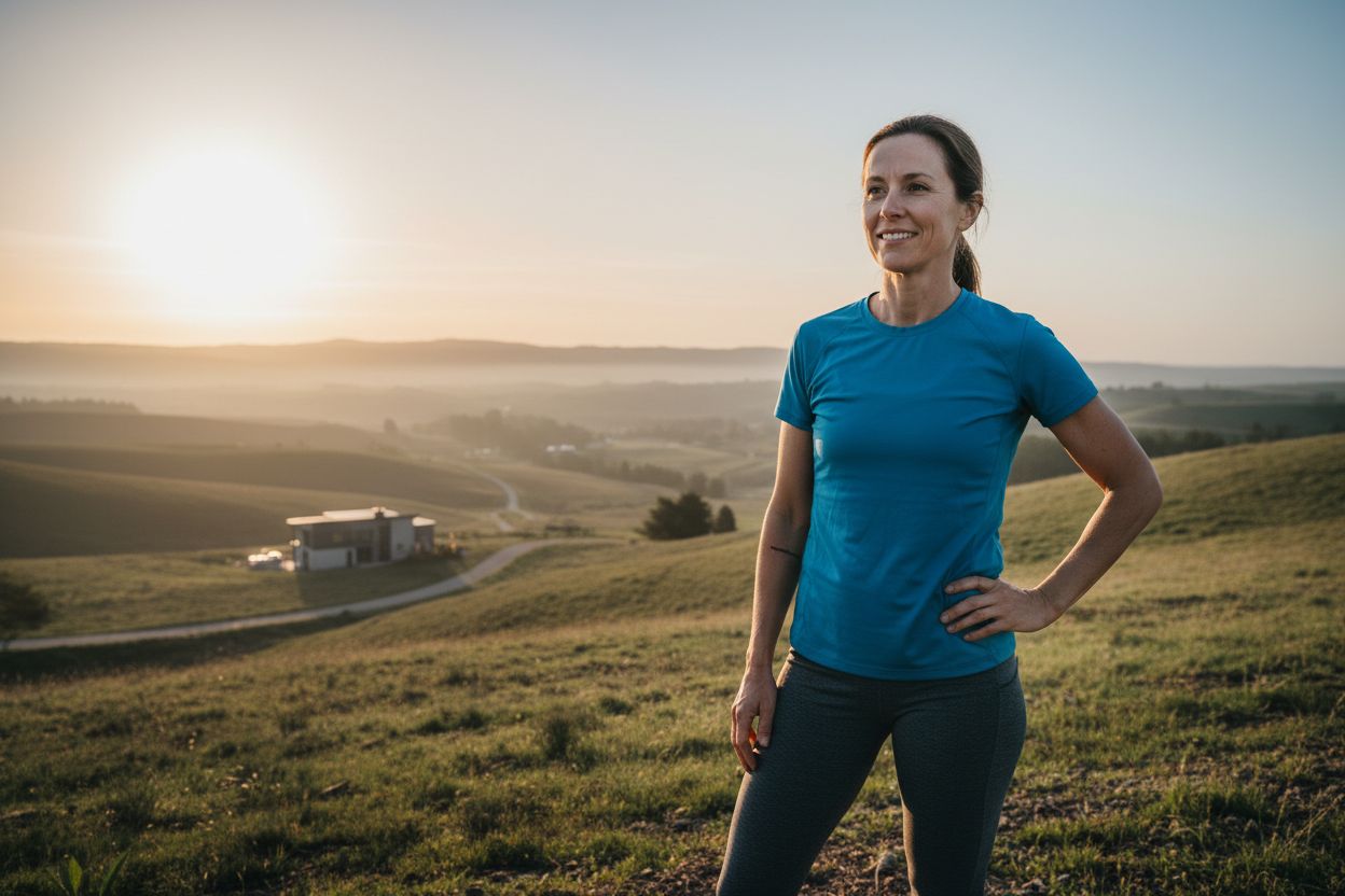 Femme souriante et en forme, illustrant les bénéfices du reverse dieting pour une relance métabolique saine et durable.