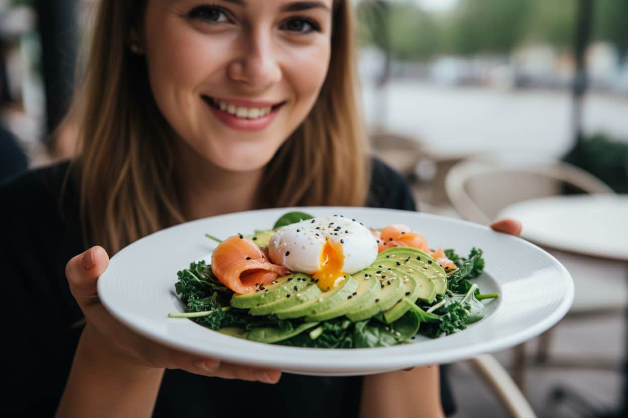 Assiette équilibrée illustrant les principes du Régime Montignac avec des glucides à index glycémique bas.