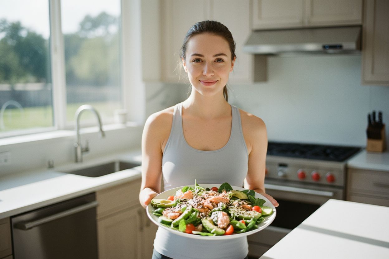 Assiette équilibrée riche en légumes et protéines pour un régime sans féculents efficace.