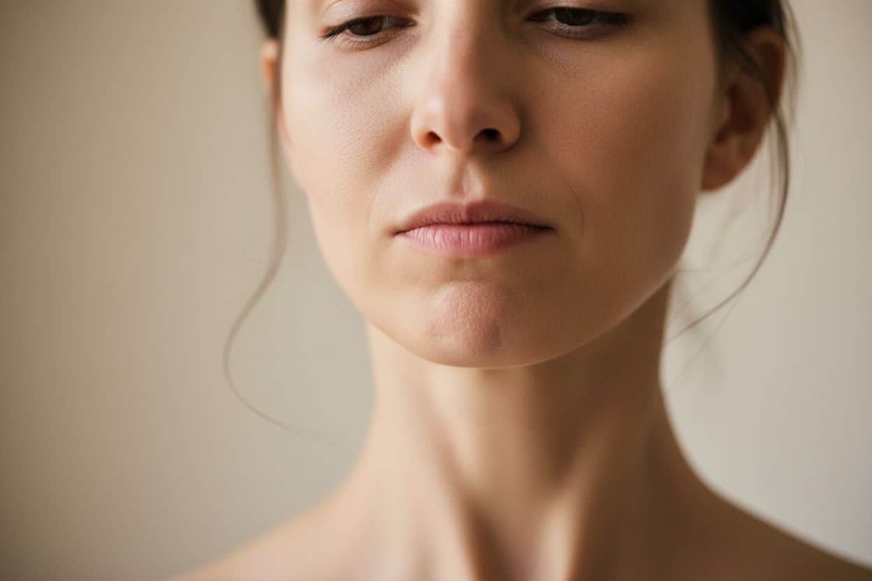 Mouvements de yoga du visage ciblant les muscles zygomatiques et la mâchoire pour un effet liftant.