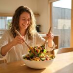 Assiette équilibrée composée de légumes et protéines pour un régime alimentaire pour maigrir efficace.