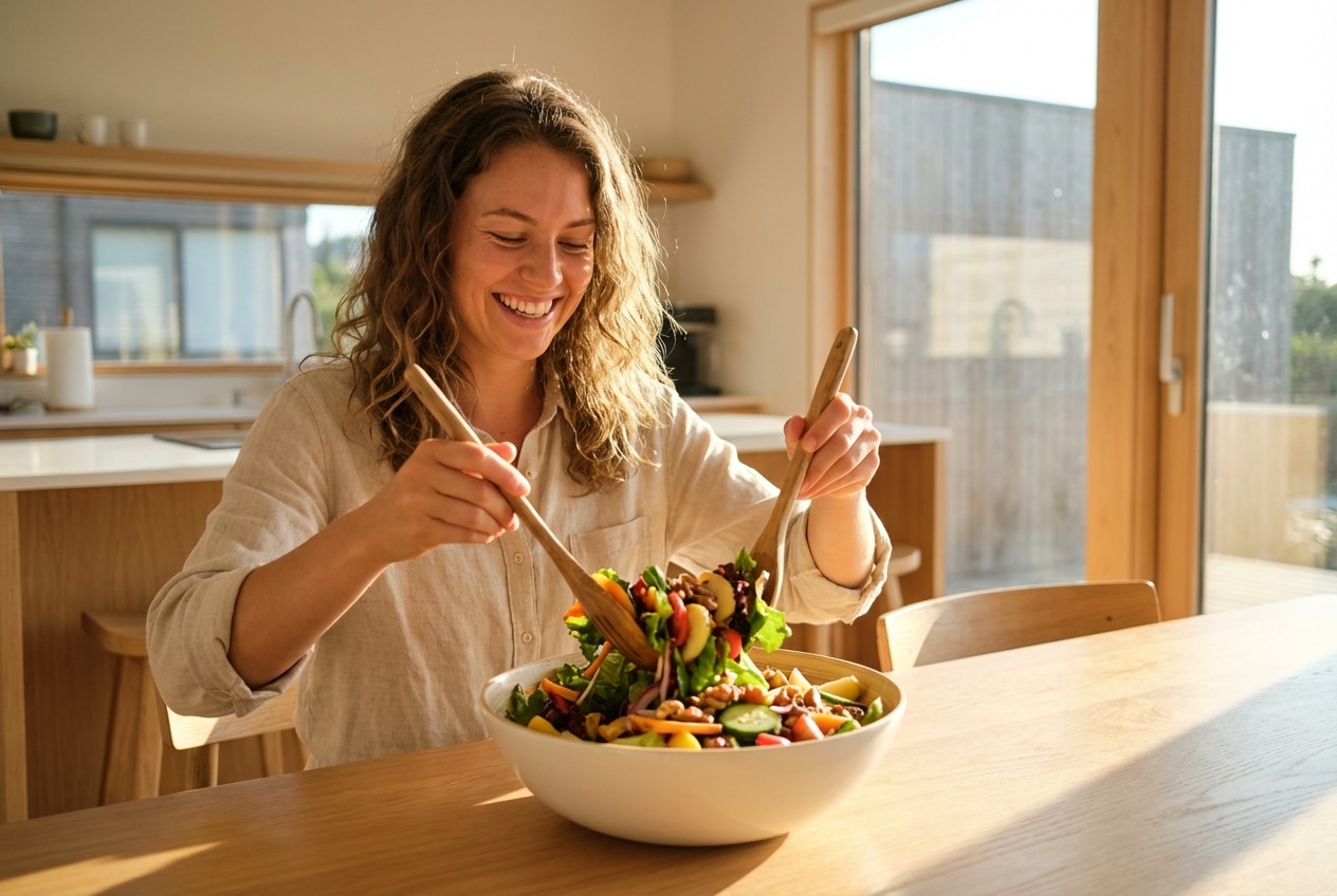 Assiette équilibrée composée de légumes et protéines pour un régime alimentaire pour maigrir efficace.