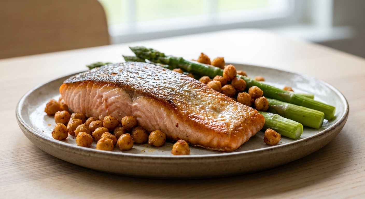 Repas équilibré riche en protéines et fibres à index glycémique bas pour gérer l'insuline.