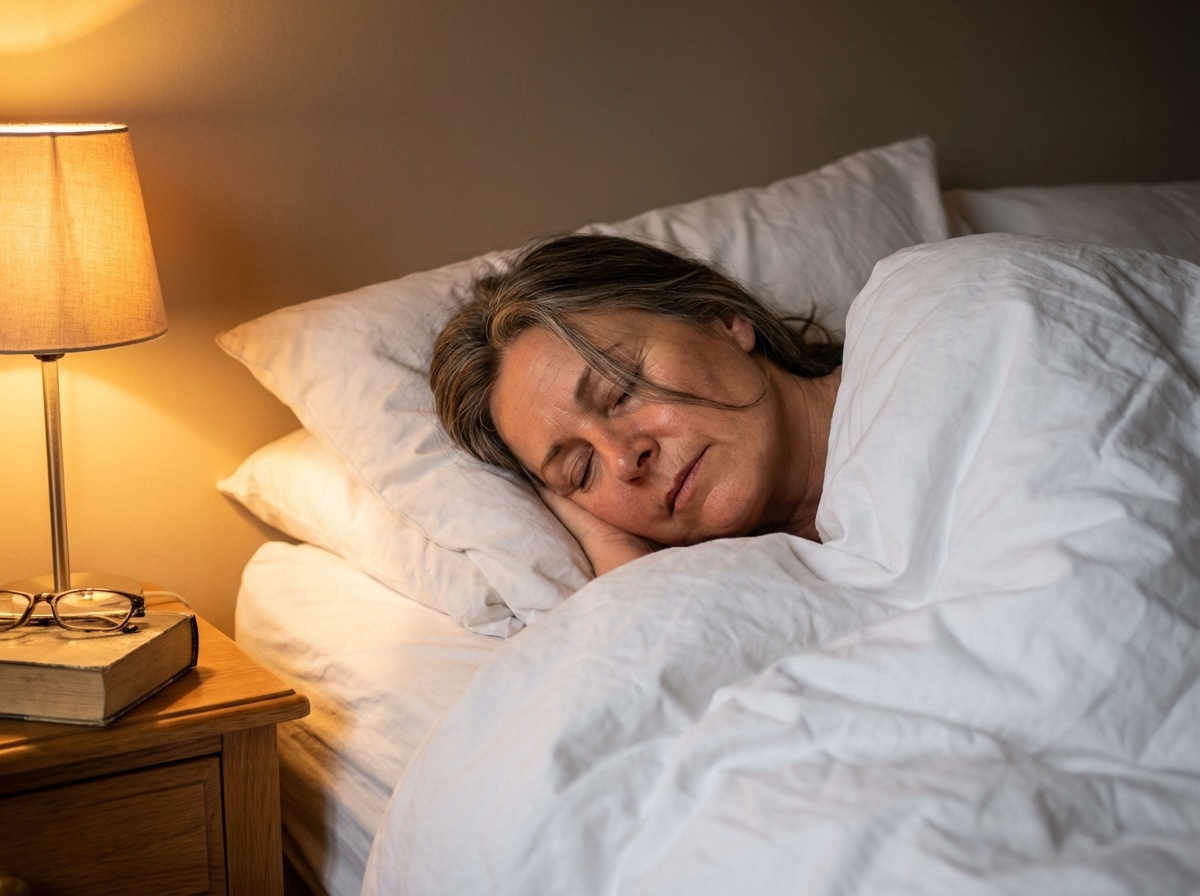 Femme se reposant pour favoriser un sommeil réparateur et diminuer le taux de cortisol.